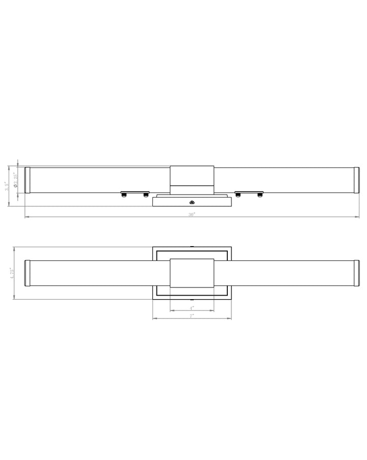 Optic LED Bath Vanity dimensions diagram