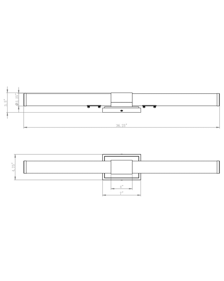 Optic LED Bath Vanity dimensions diagram