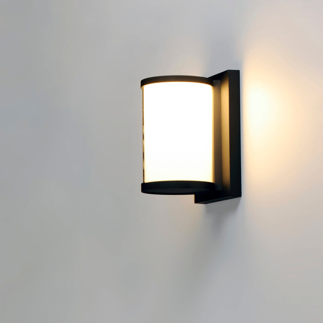 Barrel Small LED Outdoor Wall Sconce White / Black alternate view
