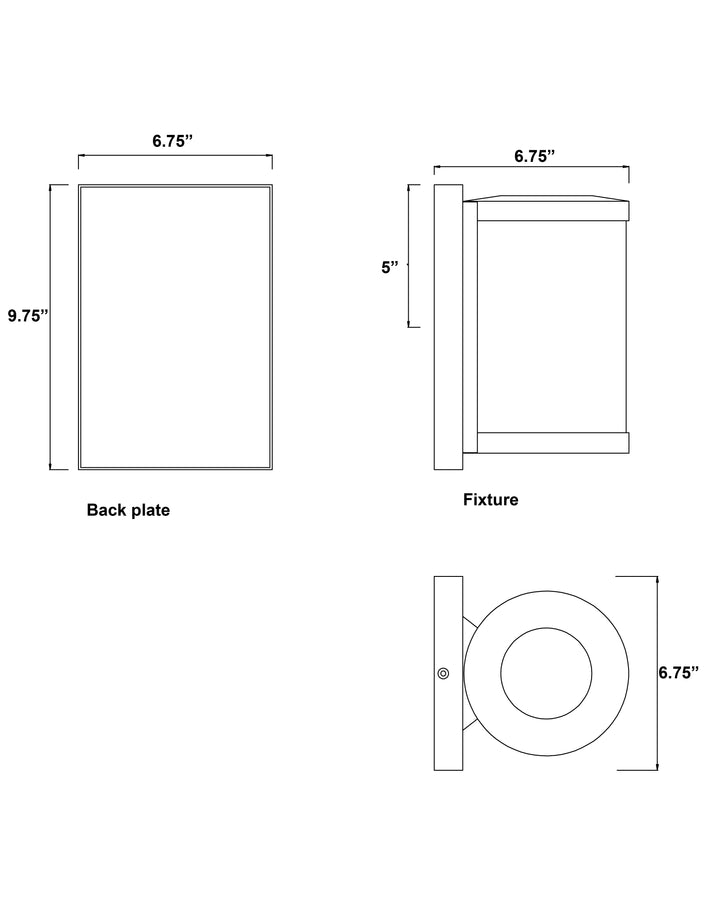 Barrel Medium LED Outdoor Wall Sconce dimensions diagram