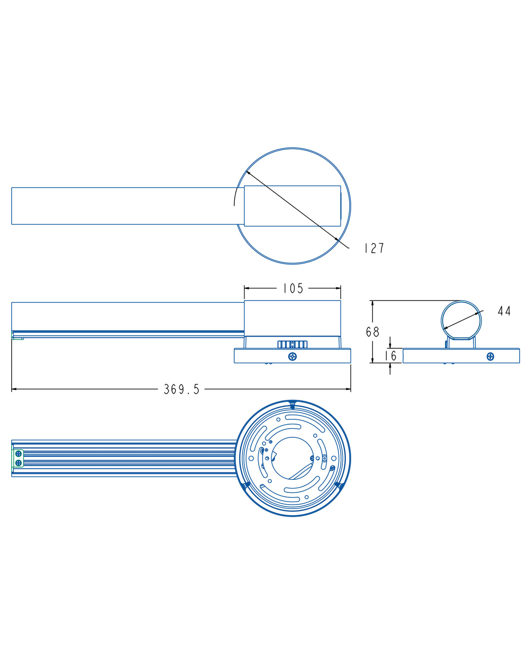 Tubi 14" 5CCT LED Wall Sconce dimensions diagram