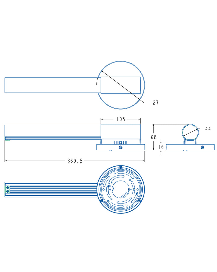 Tubi 14" 5CCT LED Wall Sconce dimensions diagram