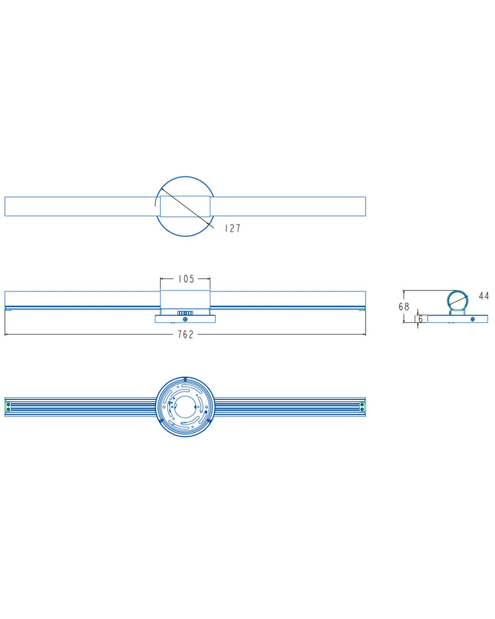 Tubi 5CCT LED Bath Bar dimensions diagram