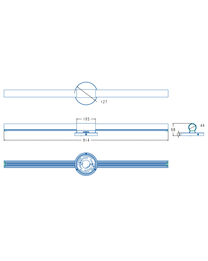 Tubi 5CCT LED Bath Bar dimensions diagram