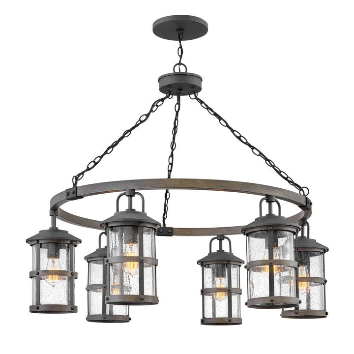 Lakehouse Large Chandelier in Aged Zinc with Driftwood Gray accents by Hinkley