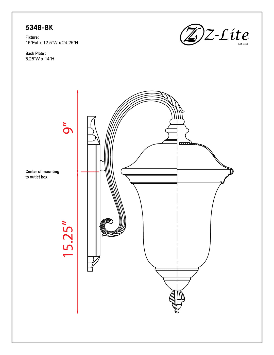 Armstrong - 3 Light Outdoor Wall Light (534B)