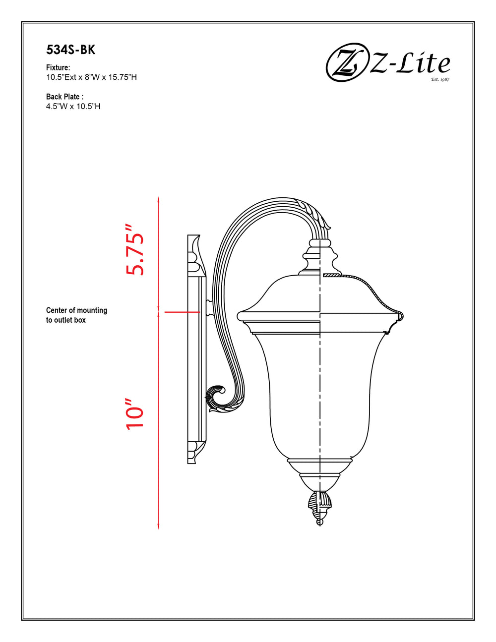 Armstrong - 1 Light Outdoor Wall Light (534S)