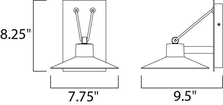 Civic Small LED Outdoor Wall Sconce dimensions diagram