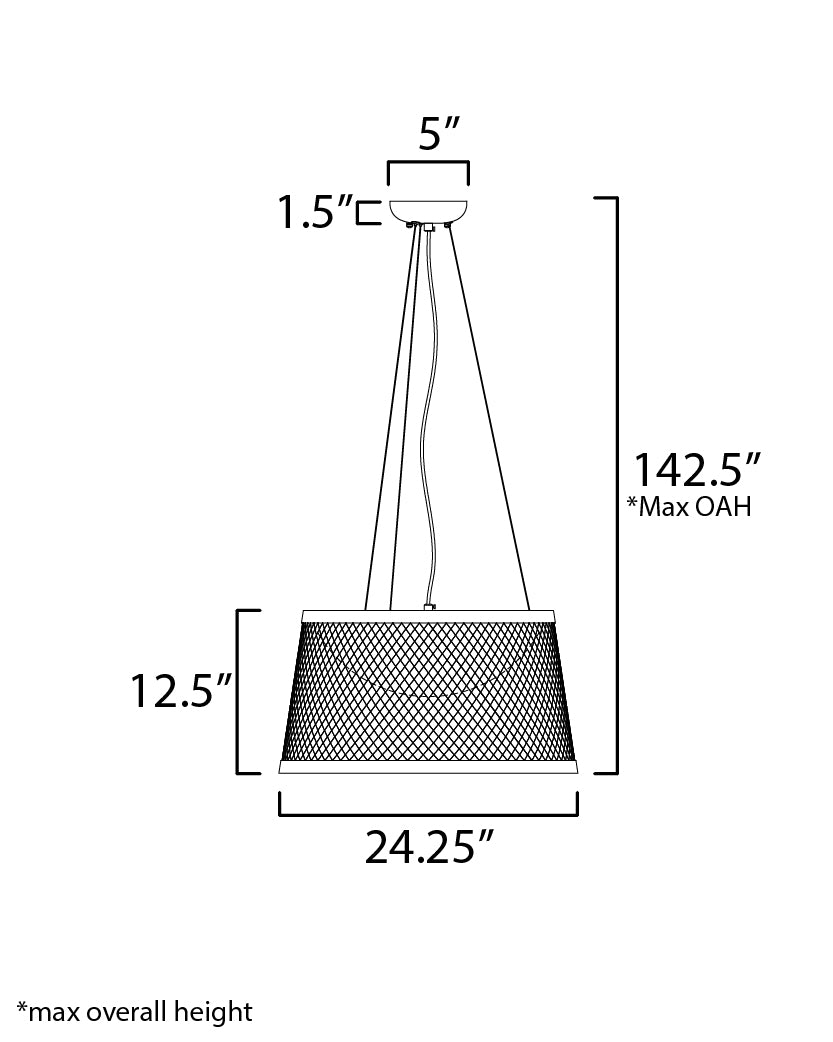 Bahama 1-Light LED Pendant dimensions diagram