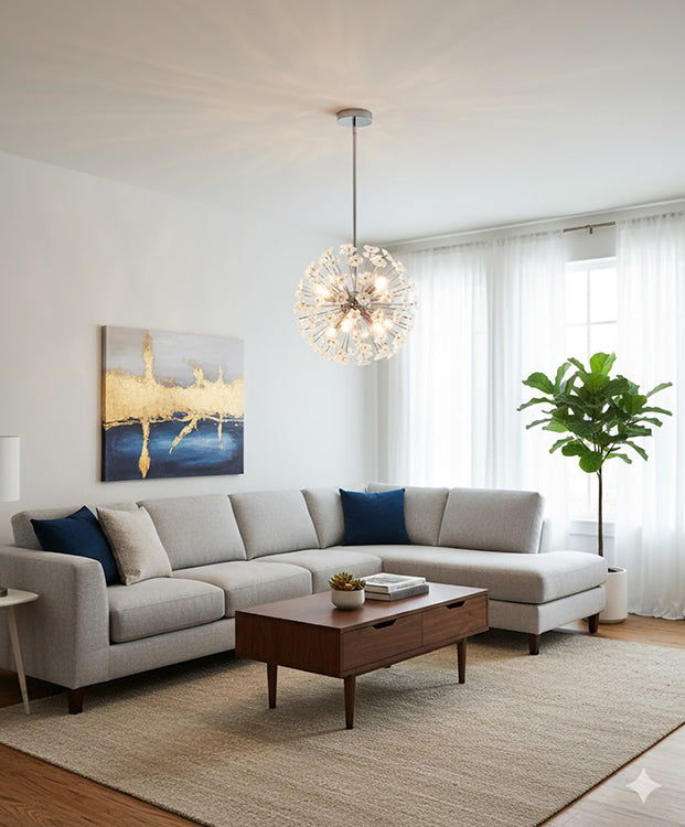 Clear Crystal Sputnik Flower Pendant Light with Hardware by Bethel - view 9