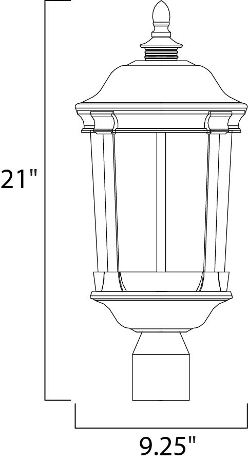Dover LED Outdoor Post Lantern dimensions diagram