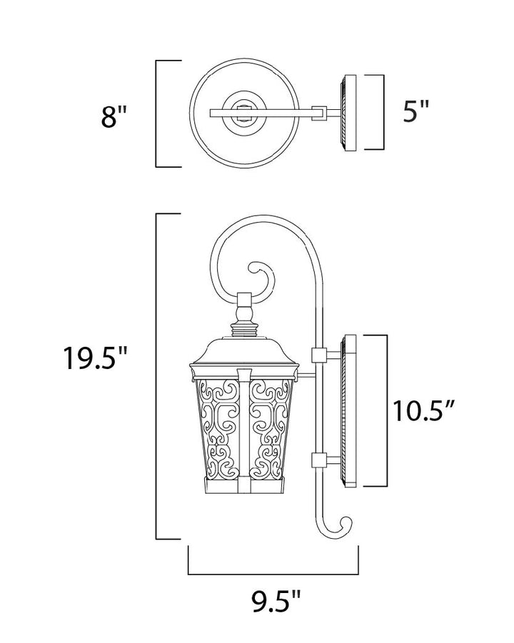 Whisper Dark Sky LED 1-Light Outdoor Wall Lantern dimensions diagram