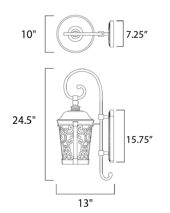 Whisper Dark Sky LED 1-Light Outdoor Wall Lantern dimensions diagram