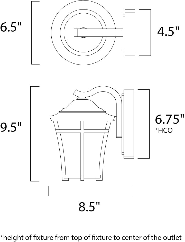 Balboa DC LED 1-Light Mini Outdoor Wall dimensions diagram