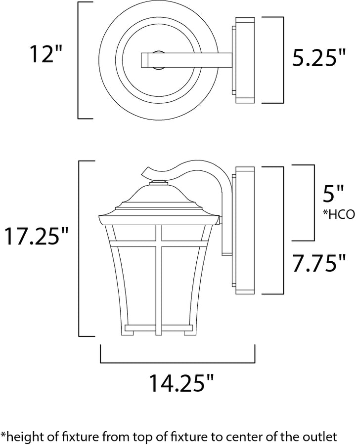 Balboa DC LED 1-Light Large Outdoor Wall dimensions diagram