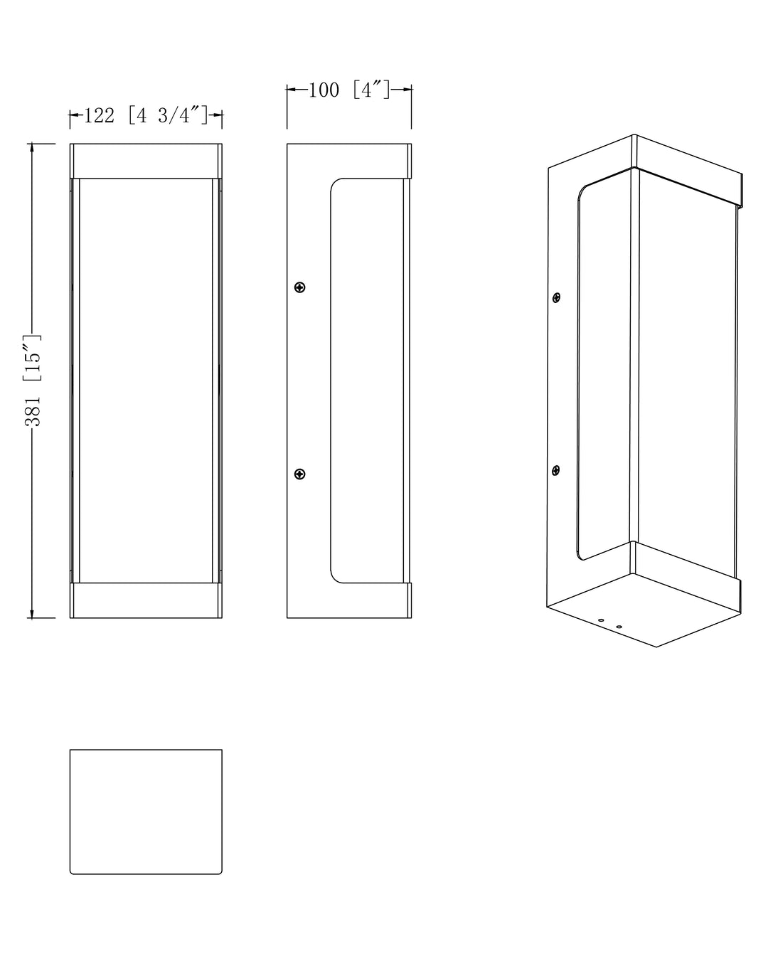 Tunnel LED Outdoor Sconce dimensions diagram