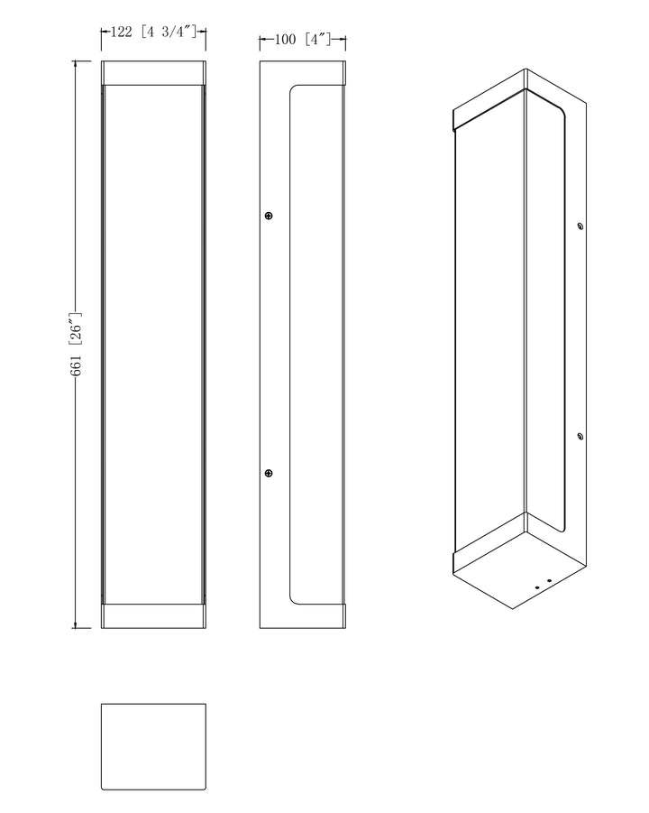 Tunnel LED Outdoor Sconce dimensions diagram