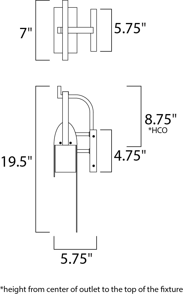 Laredo LED Outdoor Sconce dimensions diagram