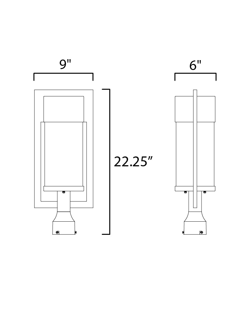 Focus LED Outdoor Post Mount dimensions diagram