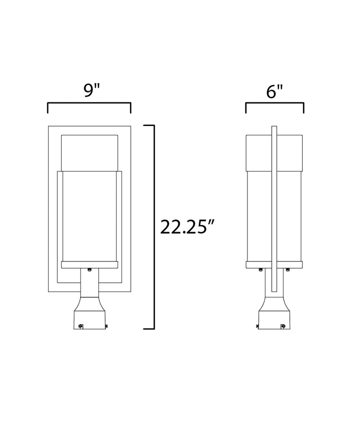 Focus LED Outdoor Post Mount dimensions diagram