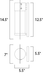 Focus LED Outdoor Wall Sconce dimensions diagram