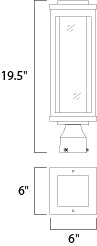 Salon LED Outdoor Post/Pier Mount dimensions diagram