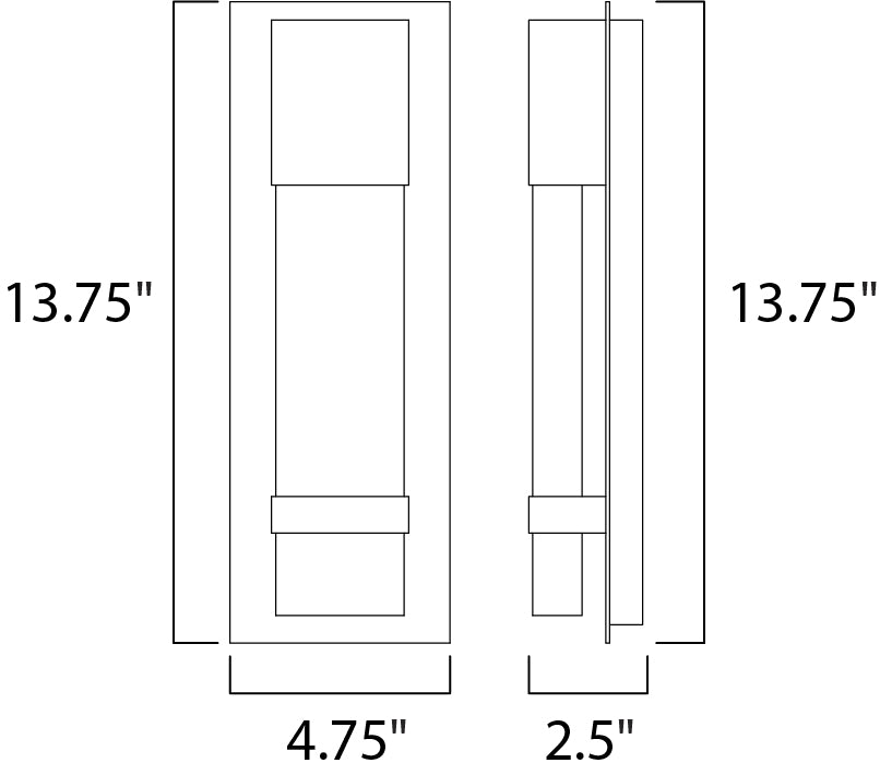Cascade LED Outdoor Wall Sconce dimensions diagram