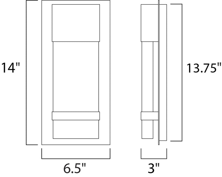 Cascade LED Outdoor Wall Sconce dimensions diagram