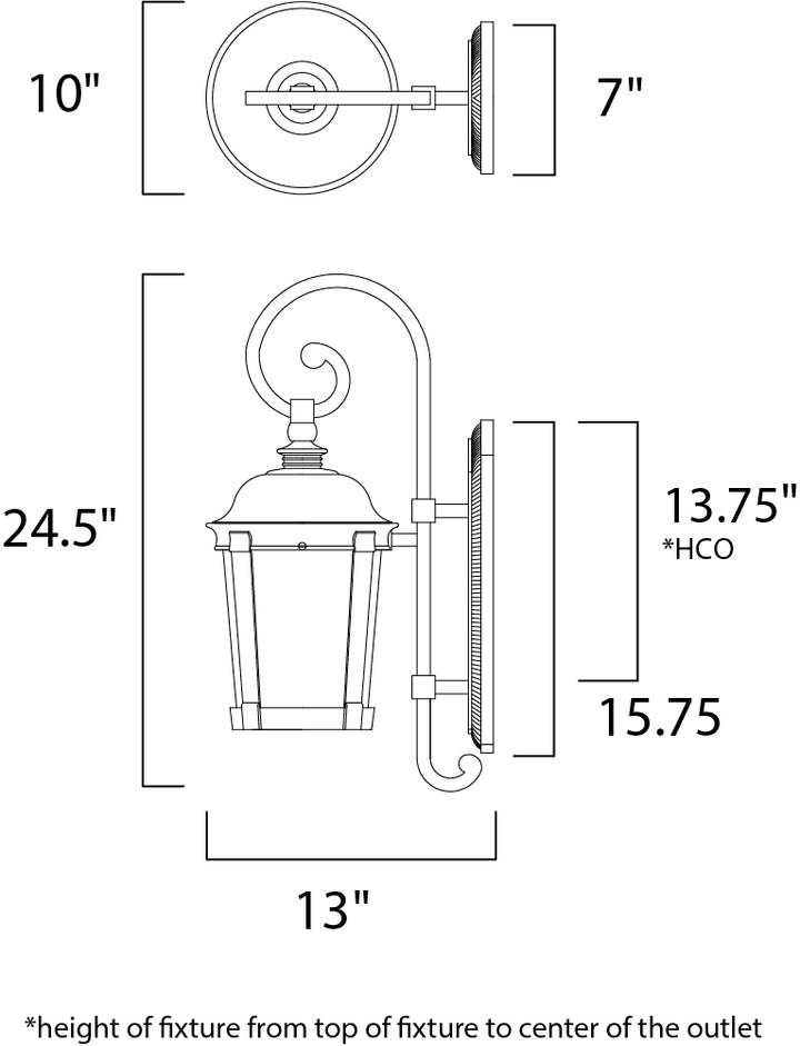 Dover LED Outdoor Wall Lantern dimensions diagram