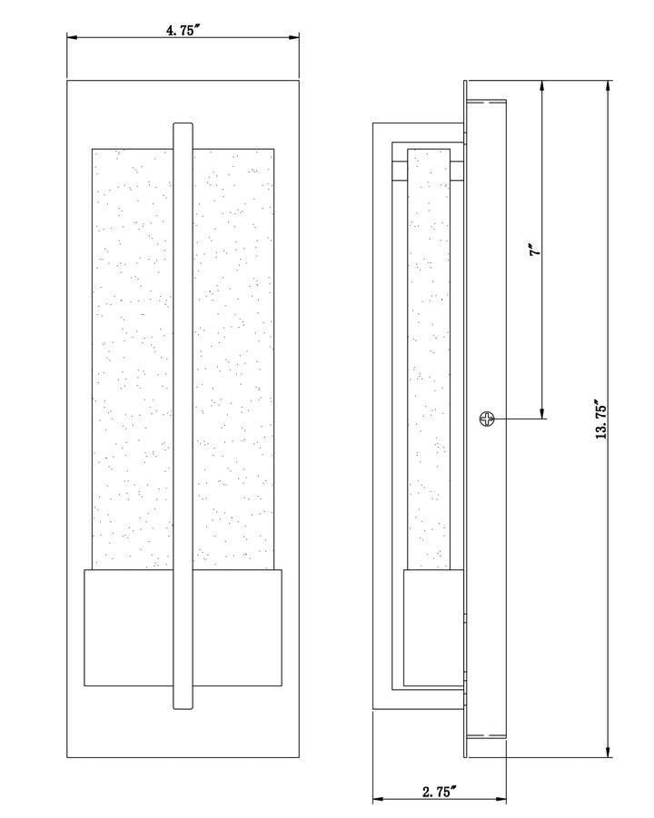 Cascade LED Outdoor Wall Sconce dimensions diagram