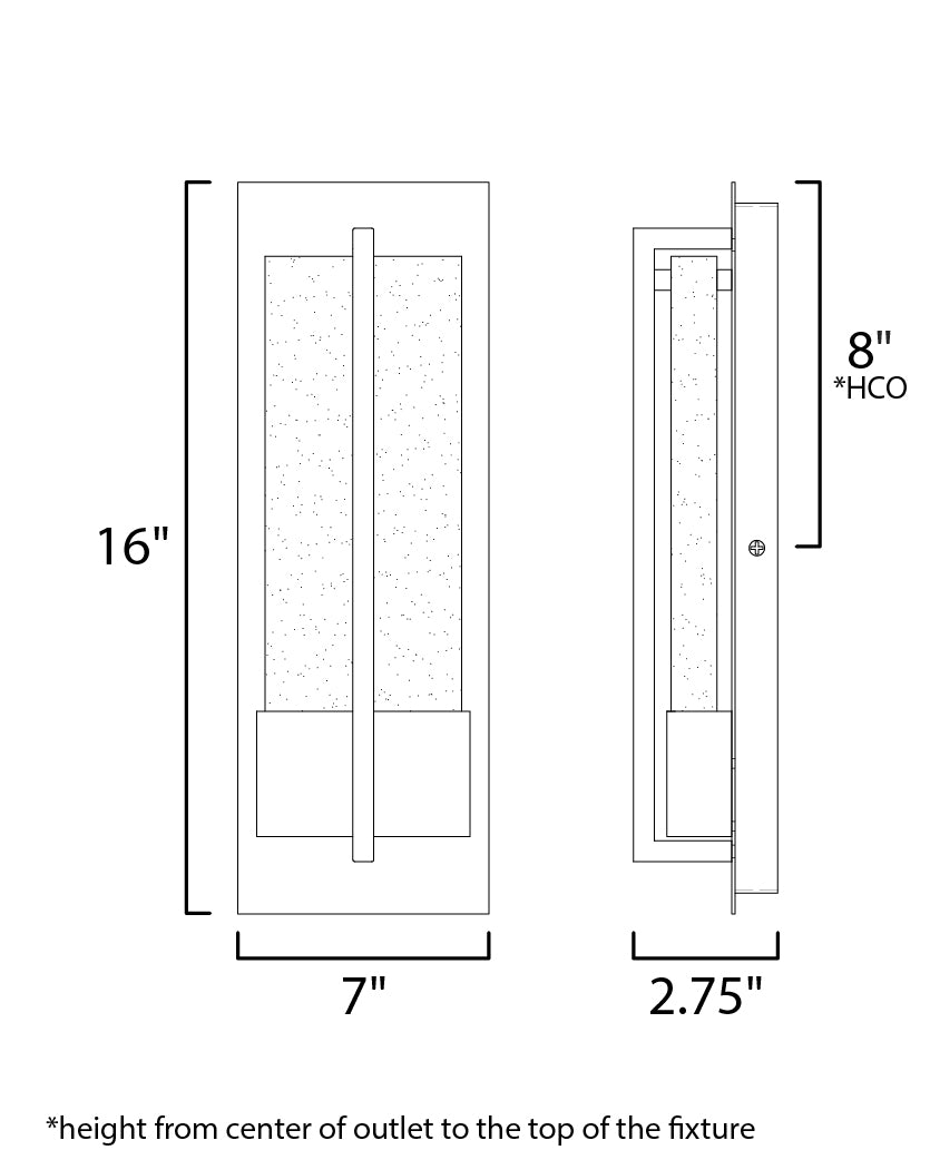 Cascade LED Outdoor Wall Sconce dimensions diagram