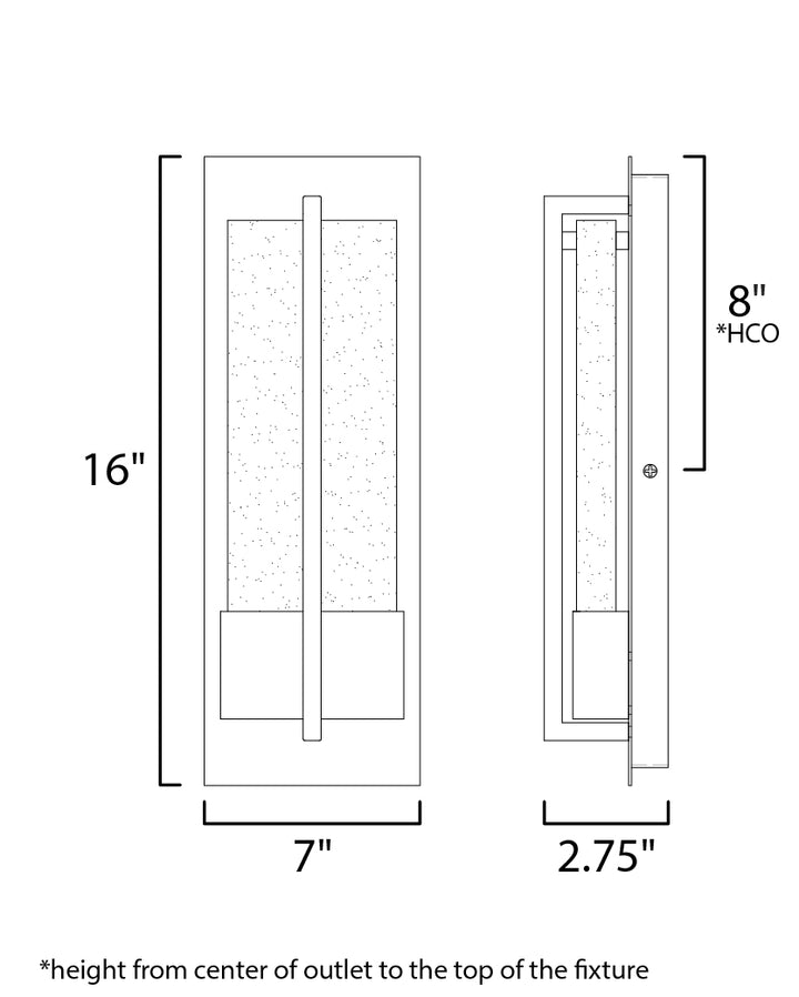 Cascade LED Outdoor Wall Sconce dimensions diagram