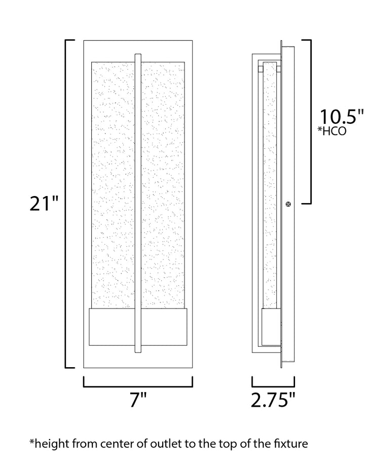 Cascade LED Outdoor Wall Sconce dimensions diagram