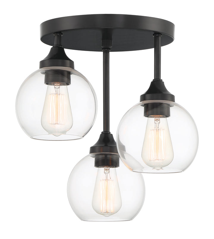 Glenda 3-Light Semi-Flush Mount in Flat Black by Craftmade
