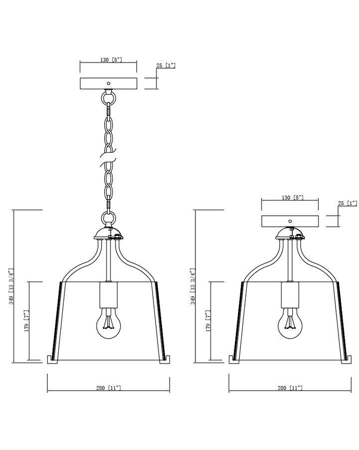 Bellmore 1-Light Pendant/Semi Flush dimensions diagram