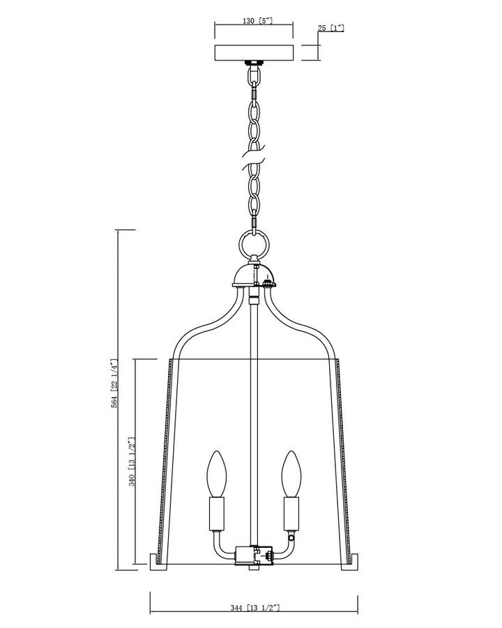 Bellmore 3-Light Foyer Pendant dimensions diagram