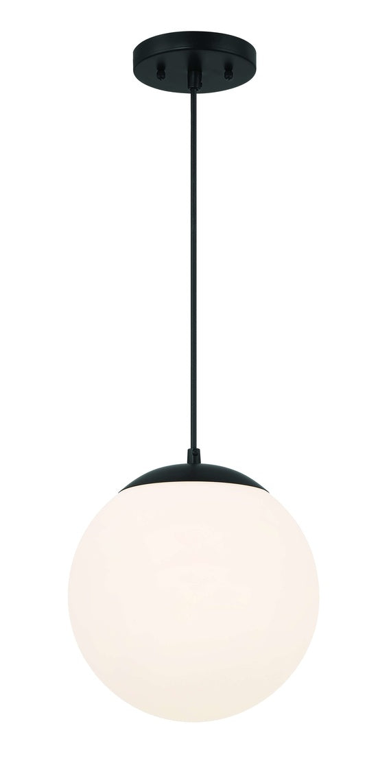 Gaze Pendant in Flat Black / White Glass by Craftmade
