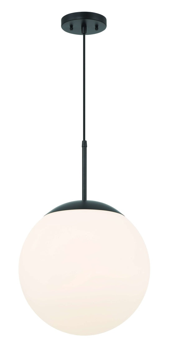 Gaze Pendant in Flat Black / White Glass by Craftmade
