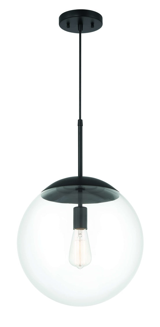 Gaze Pendant in Flat Black / Clear Glass by Craftmade