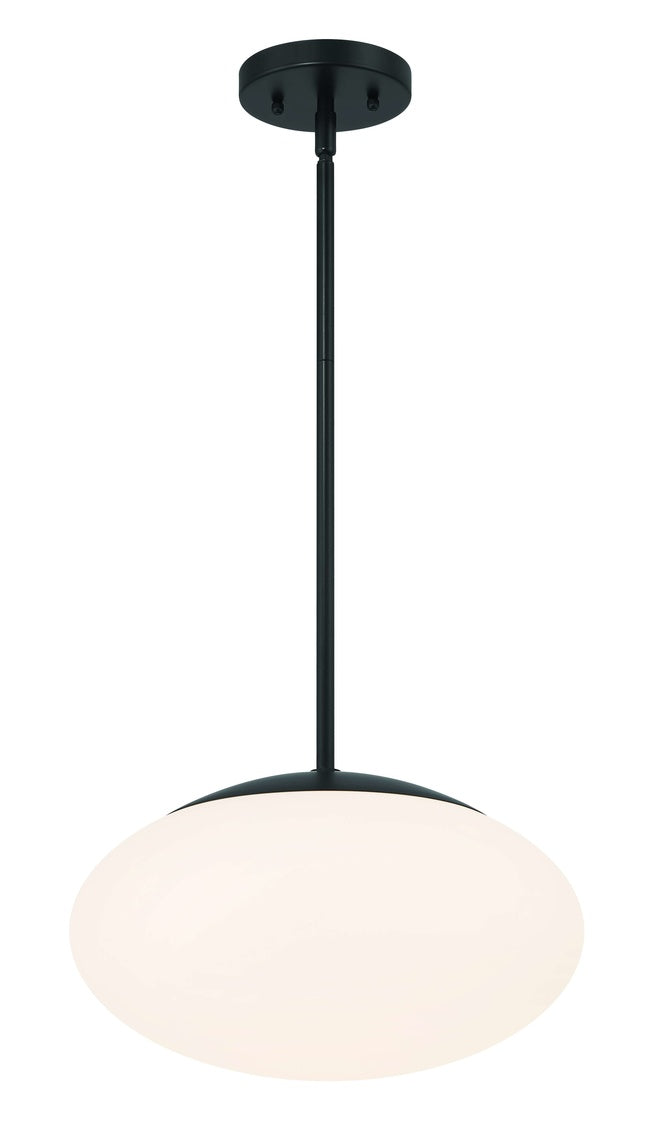Gaze Oval Pendant in Flat Black / White Glass by Craftmade