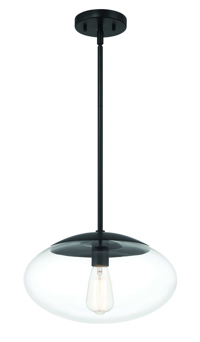 Gaze Oval Pendant in Flat Black / Clear Glass by Craftmade
