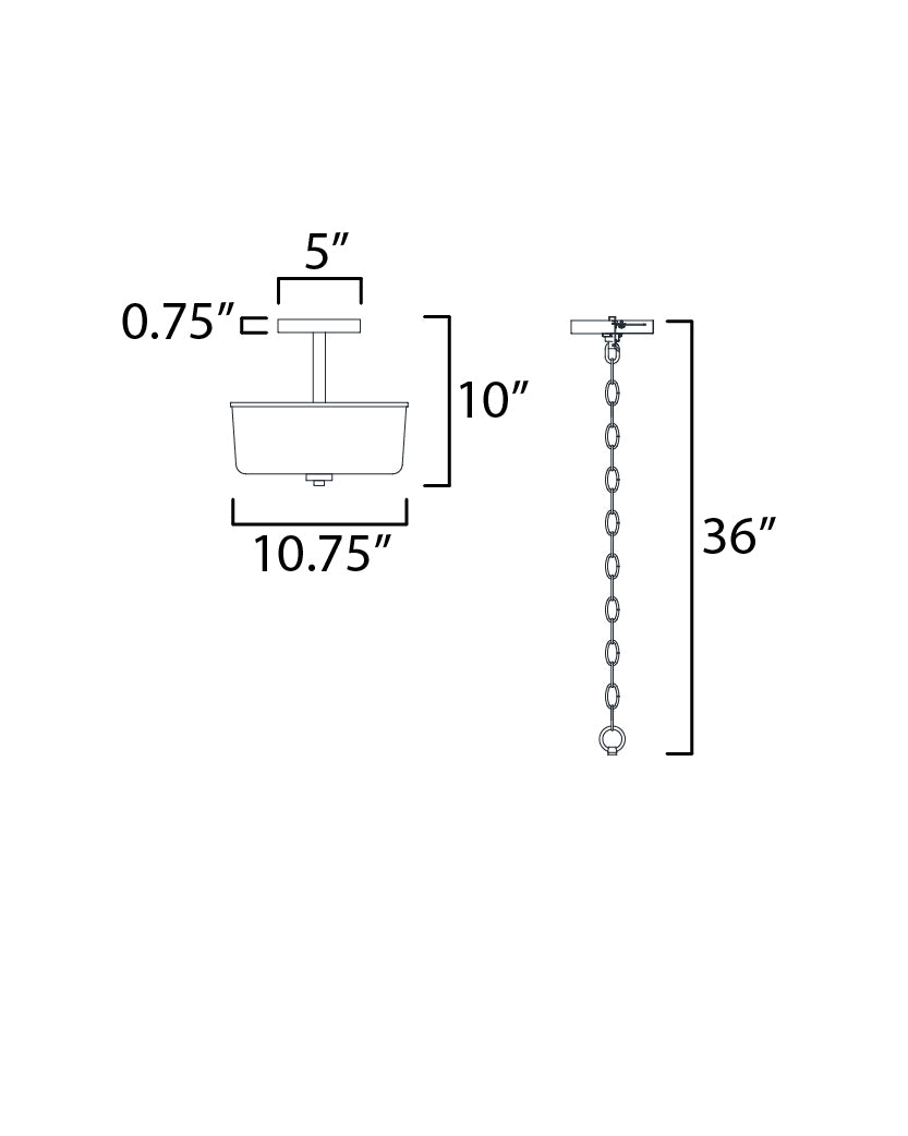 Fuller Semi Flush/Pendant Convertible dimensions diagram