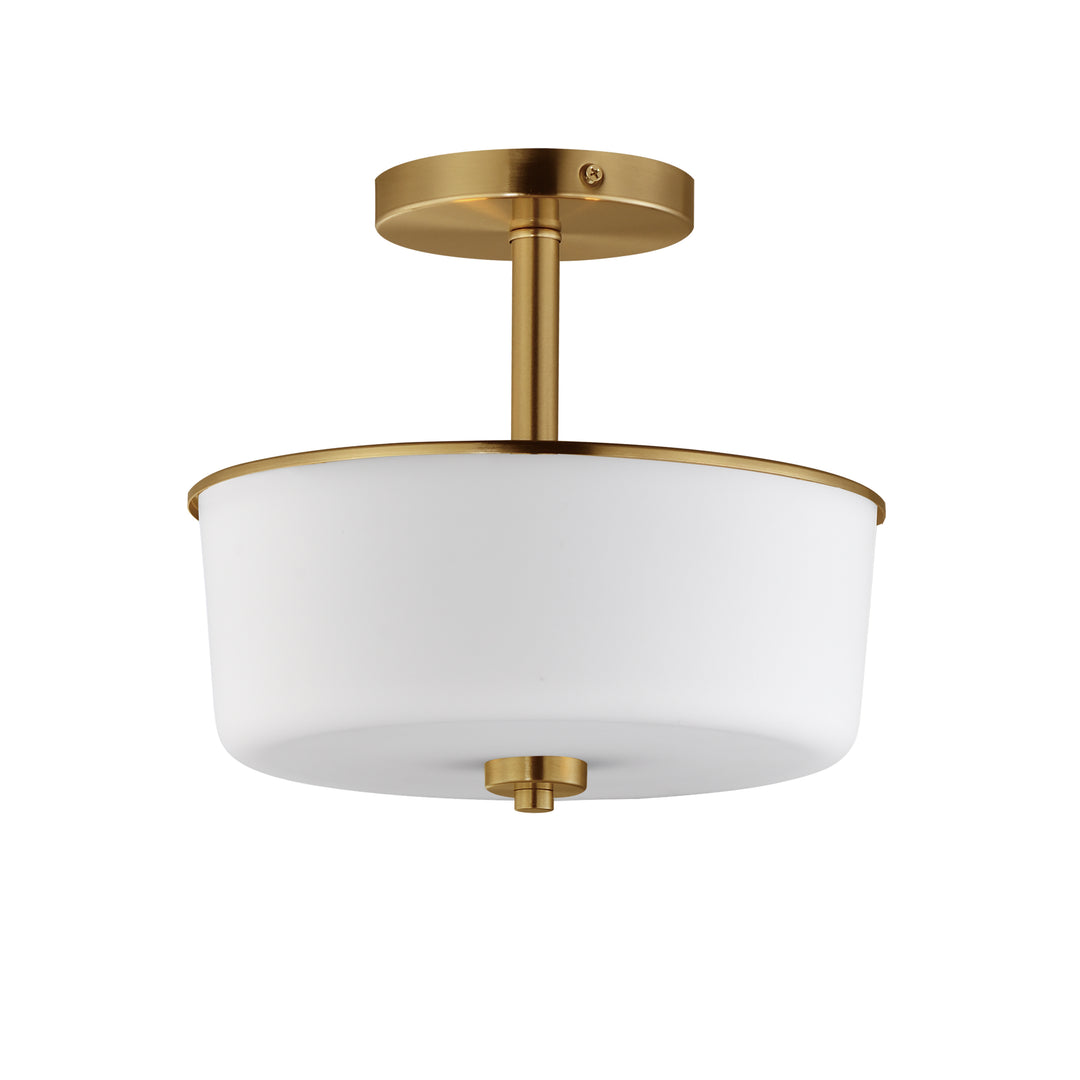 Fuller Semi Flush/Pendant Convertible White / Natural Aged Brass