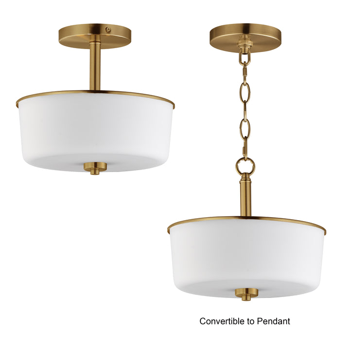 Fuller Semi Flush/Pendant Convertible White / Natural Aged Brass alternate view