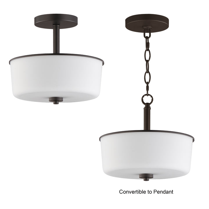 Fuller Semi Flush/Pendant Convertible White / Oil Rubbed Bronze alternate view