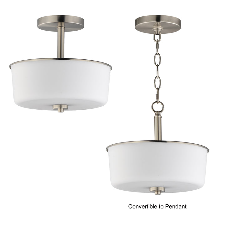 Fuller Semi Flush/Pendant Convertible White / Satin Nickel alternate view