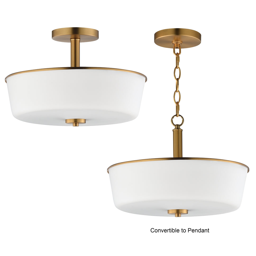 Fuller Semi Flush/Pendant Convertible White / Natural Aged Brass alternate view