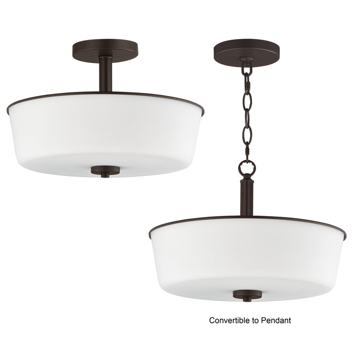 Fuller Semi Flush/Pendant Convertible White / Oil Rubbed Bronze alternate view