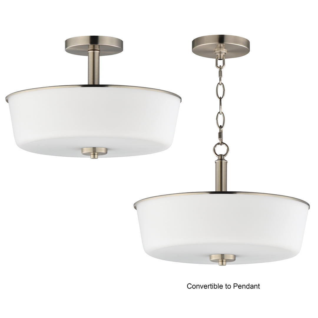 Fuller Semi Flush/Pendant Convertible White / Satin Nickel alternate view