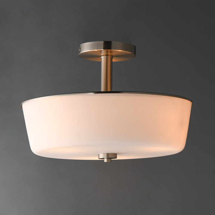 Fuller Semi Flush/Pendant Convertible White / Satin Nickel alternate view